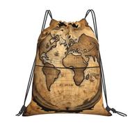 Yyoretp Ancient Map World Globe Print Drawstring Backpack Sports Gym Beach Sack Dance Yoga Cinch Bag for Women Men