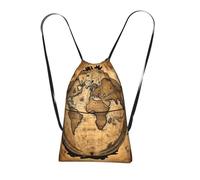 Yyoretp Ancient Map World Globe Print Drawstring Backpack,String Backpack Storage bag for Sport Beach Swim Gym Traveling.