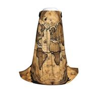 Yyoretp Ancient Map World Globe Print Hooded Cloak Long Cape for Kids with Carnival Halloween Cosplay Fancy Costume