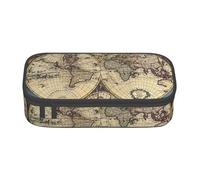 Yyoretp Ancient Map World Globe Print Pencil Case Large Capacity Storage Pouch Holder Office Organizer Cosmetic Makeup Box