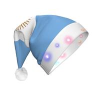 Yyoretp Argentine flag Print LED Christmas Hats,Light Up Xmas Hat Adult,Santa Hat For New Year Festive Party