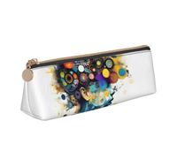 Yyoretp Artificial Intelligence Brain Print Leather Pencil Pouch Cosmetic Makeup Case Pen Office Stationery Markers Bag