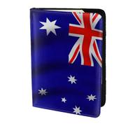 Yyoretp Australian Flag Print Passport Holder for Travel,Wallet Case RFID Blocking Card Slot Leather Protector