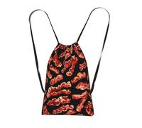 Yyoretp Bacon Pattern Print Drawstring Backpack,String Backpack Storage bag for Sport Beach Swim Gym Traveling.