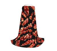Yyoretp Bacon Pattern Print Hooded Cloak Long Cape for Kids with Carnival Halloween Cosplay Fancy Costume