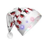 Yyoretp Ballroom Dance Print LED Christmas Hats,Light Up Xmas Hat Adult,Santa Hat For New Year Festive Party
