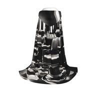 Yyoretp Barber Shop Monochrome Style Print Hooded Cloak Long Cape for Kids with Carnival Halloween Cosplay Fancy Costume