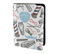 Yyoretp Barber Shop Monochrome Style Print Passport Holder for Travel,Wallet Case RFID Blocking Card Slot Leather Protector