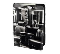 Yyoretp Barber Shop Monochrome Style Print Passport Holder for Travel,Wallet Case RFID Blocking Card Slot Leather Protector