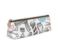 Yyoretp Barber Shop Monochrome Style Print Simple Triangular Pen case Storage Bag for Office Supplies,Cosmetics,toiletries