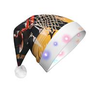 Yyoretp Basketball Print LED Christmas Hats,Light Up Xmas Hat Adult,Santa Hat For New Year Festive Party