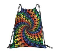 Yyoretp Bear Dancing Tie Dye Print Drawstring Backpack Sports Gym Beach Sack Dance Yoga Cinch Bag for Women Men
