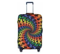 Yyoretp Bear Dancing Tie Dye Print Elastic Luggage Cover, Suitcase Protection Cover with Zipper Fits 18-32 Inch.