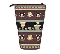 Yyoretp Bear Print Telescopic Pen Bag Pen Holder Pop Up Storage Case,Standing Portable Pen Case