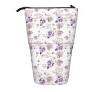 Yyoretp Beautiful Grape Leaves Print Telescopic Pen Bag Pen Holder Pop Up Storage Case,Standing Portable Pen Case