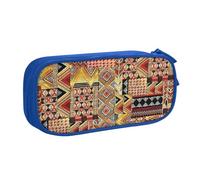 Yyoretp Big Capacity African Textile Patchwork Print Pencil Case,Double Layer Zipper Makeup Pouch Pencil Box Organizer.