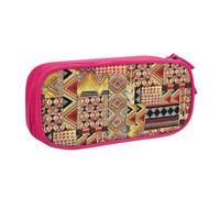 Yyoretp Big Capacity African Textile Patchwork Print Pencil Case,Double Layer Zipper Makeup Pouch Pencil Box Organizer.