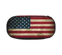 Yyoretp Big Capacity American Flag Print Pencil Case Large Pencil Pouch Stationery Pen Bag for Office Supplies