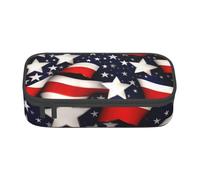 Yyoretp Big Capacity American Flag Stars Stripes Print Pencil Case Large Pencil Pouch Stationery Pen Bag for Office Supplies.