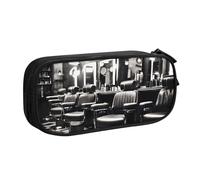 Yyoretp Big Capacity Barber Shop Monochrome Style Print Pencil Case,Double Layer Zipper Makeup Pouch Pencil Box Organizer.