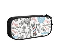 Yyoretp Big Capacity Barber Shop Monochrome Style Print Pencil Case,Double Layer Zipper Makeup Pouch Pencil Box Organizer.