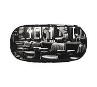 Yyoretp Big Capacity Barber Shop Monochrome Style Print Pencil Case Large Pencil Pouch Stationery Pen Bag for Office Supplies