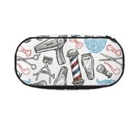 Yyoretp Big Capacity Barber Shop Monochrome Style Print Pencil Case Large Pencil Pouch Stationery Pen Bag for Office Supplies