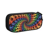 Yyoretp Big Capacity Bear Dancing Tie Dye Print Pencil Case,Double Layer Zipper Makeup Pouch Pencil Box Organizer.