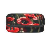 Yyoretp Big Capacity Beautiful Red Poppy Flower Print Pencil Case Large Pencil Pouch Stationery Pen Bag for Office Supplies.