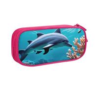 Yyoretp Big Capacity Beautiful Underwater World Dolphins Coral Print Pencil Case,Double Layer Zipper Makeup Pouch Pencil Box Organizer.