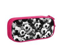 Yyoretp Big Capacity Black and White Soccer Ball Pattern Print Pencil Case,Double Layer Zipper Makeup Pouch Pencil Box Organizer.