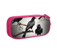 Yyoretp Big Capacity Black Crow Birds on a Branch Print Pencil Case,Double Layer Zipper Makeup Pouch Pencil Box Organizer.