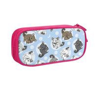 Yyoretp Big Capacity Blue Chinchillas and Moon Print Pencil Case,Double Layer Zipper Makeup Pouch Pencil Box Organizer.