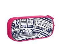 Yyoretp Big Capacity Blue Polynesian Maori Tribal Pattern Print Pencil Case,Double Layer Zipper Makeup Pouch Pencil Box Organizer.