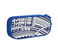 Yyoretp Big Capacity Blue Polynesian Maori Tribal Pattern Print Pencil Case,Double Layer Zipper Makeup Pouch Pencil Box Organizer.
