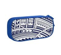 Yyoretp Big Capacity Blue Polynesian Maori Tribal Pattern Print Pencil Case,Double Layer Zipper Makeup Pouch Pencil Box Organizer.
