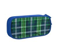 Yyoretp Big Capacity Blue Scottish Tartan Print Pencil Case,Double Layer Zipper Makeup Pouch Pencil Box Organizer.