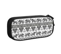 Yyoretp Big Capacity Bohemian Elephant Pattern Print Pencil Case,Double Layer Zipper Makeup Pouch Pencil Box Organizer.