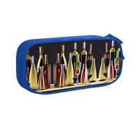 Yyoretp Big Capacity Cocktail Glasses and Wine Bottles Print Pencil Case,Double Layer Zipper Makeup Pouch Pencil Box Organizer.