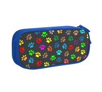 Yyoretp Big Capacity Colorful Dog Paw Print Black Print Pencil Case,Double Layer Zipper Makeup Pouch Pencil Box Organizer.