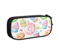 Yyoretp Big Capacity Cupcakes Donuts Muffins Sugar Print Pencil Case,Double Layer Zipper Makeup Pouch Pencil Box Organizer.