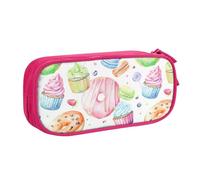 Yyoretp Big Capacity Cupcakes Donuts Muffins Sugar Print Pencil Case,Double Layer Zipper Makeup Pouch Pencil Box Organizer.