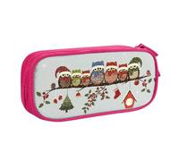 Yyoretp Big Capacity Cute Christmas Owls on Branch Print Pencil Case,Double Layer Zipper Makeup Pouch Pencil Box Organizer.