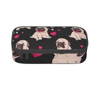Yyoretp Big Capacity Cute Pug Print Pencil Case Large Pencil Pouch Stationery Pen Bag for Office Supplies.