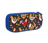 Yyoretp Big Capacity Cute Rooster Chickens Print Pencil Case,Double Layer Zipper Makeup Pouch Pencil Box Organizer.
