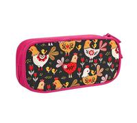 Yyoretp Big Capacity Cute Rooster Chickens Print Pencil Case,Double Layer Zipper Makeup Pouch Pencil Box Organizer.
