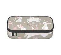 Yyoretp Big Capacity Easter Bunny Floral Print Pencil Case Large Pencil Pouch Stationery Pen Bag for Office Supplies.
