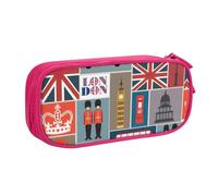Yyoretp Big Capacity England Symbols Print Pencil Case,Double Layer Zipper Makeup Pouch Pencil Box Organizer.