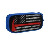 Yyoretp Big Capacity Firefighter Axe Red Line Flag Print Pencil Case,Double Layer Zipper Makeup Pouch Pencil Box Organizer.