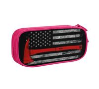 Yyoretp Big Capacity Firefighter Axe Red Line Flag Print Pencil Case,Double Layer Zipper Makeup Pouch Pencil Box Organizer.